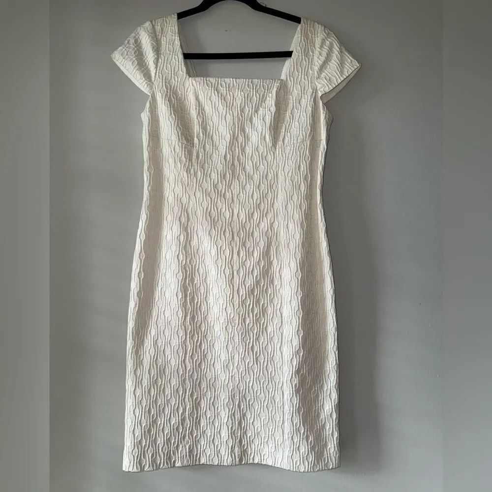 Adrianna Papell Designer Textured Off White Elegant Dress Size 8